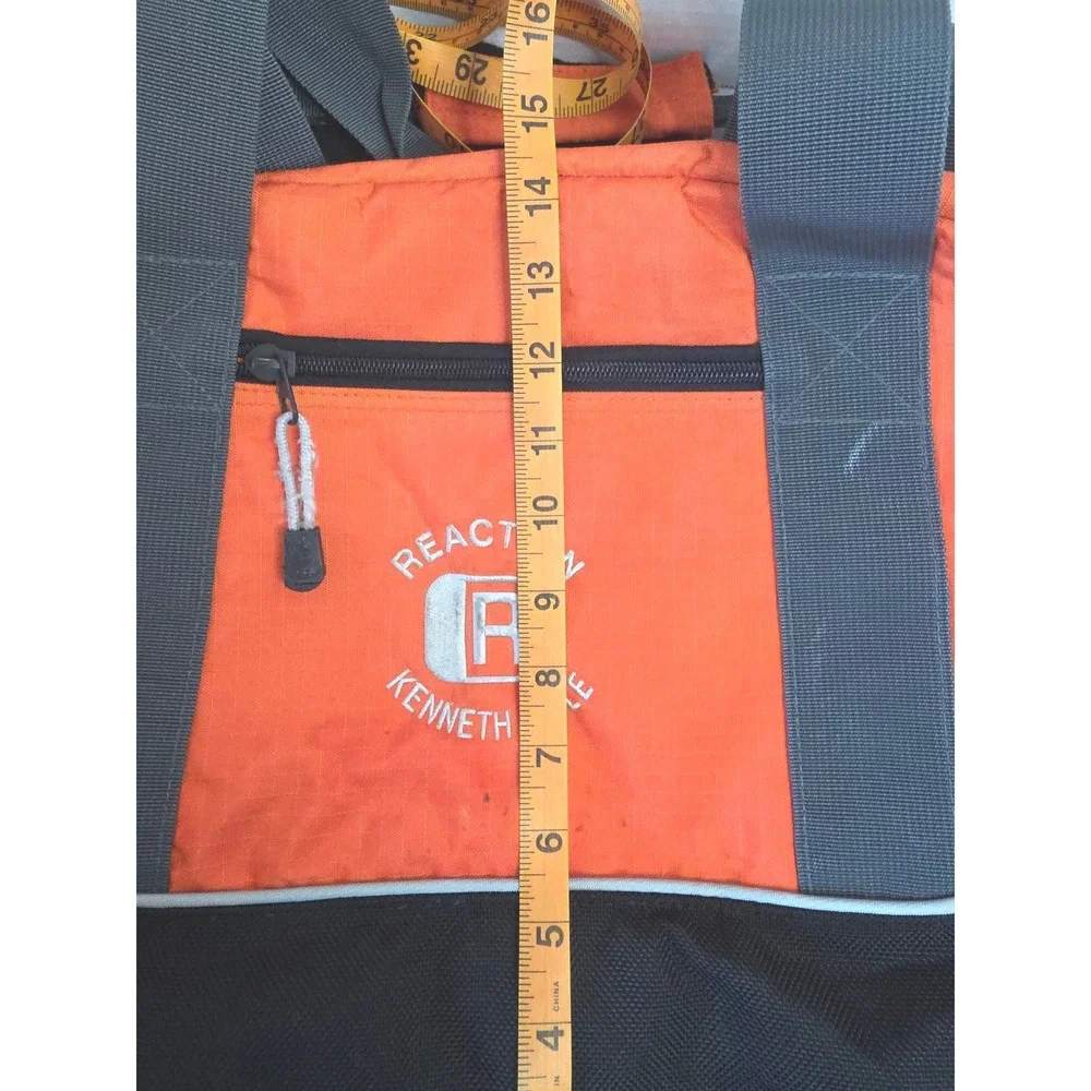 Kenneth Cole Reaction Large Orange Black Duffel Bag Gym Travel Weekender W/Strap